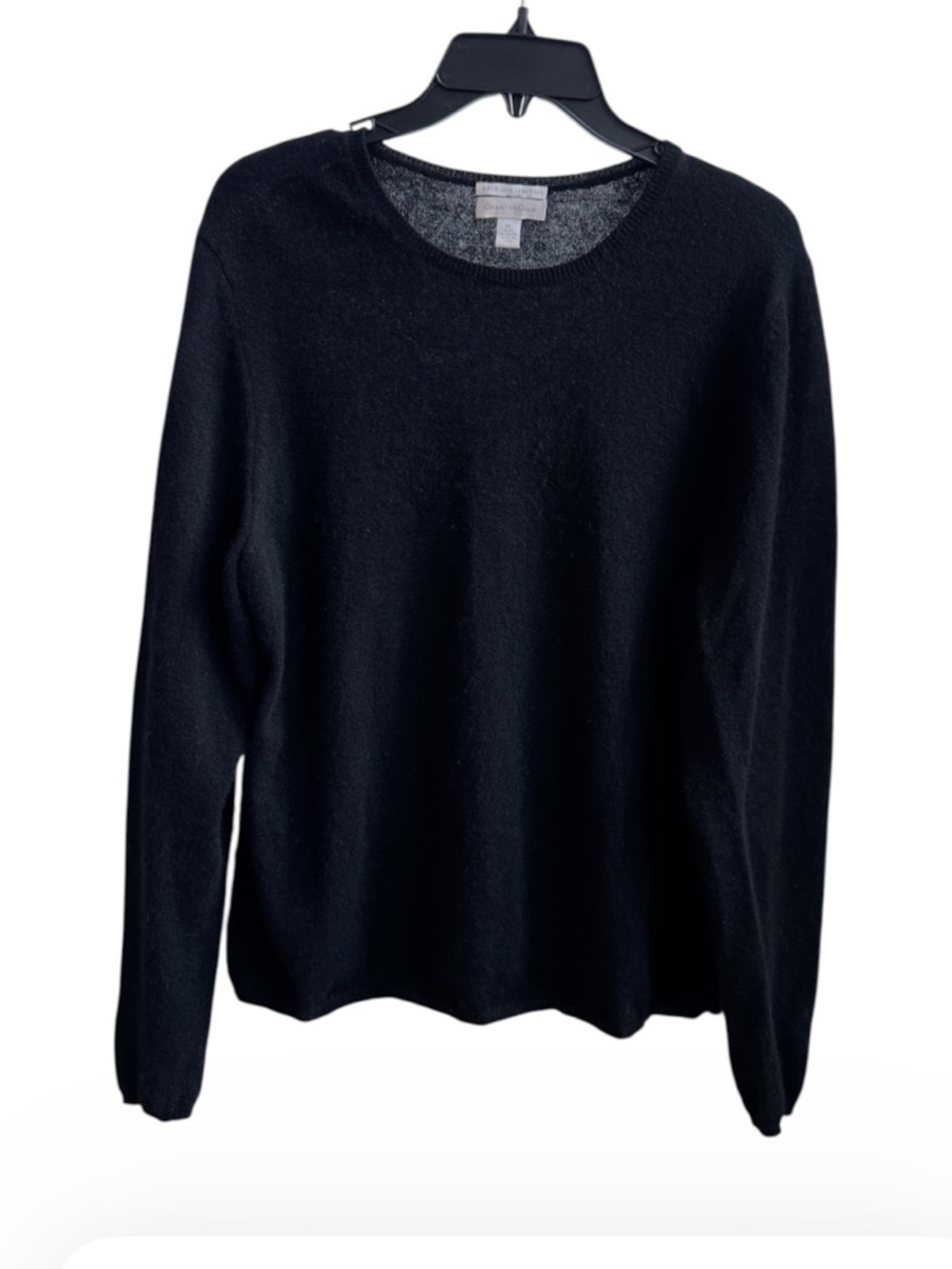 Charter Club Black 2-ply 100% Cashmere Crewneck Sweater Size XL